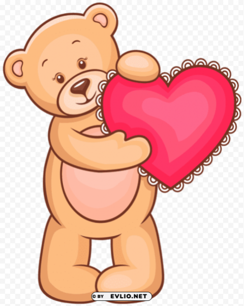 transparent teddy bearwith red heart Isolated PNG Element with Clear Transparency