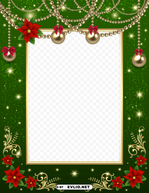 christmasphoto frame green PNG Image Isolated with Clear Background