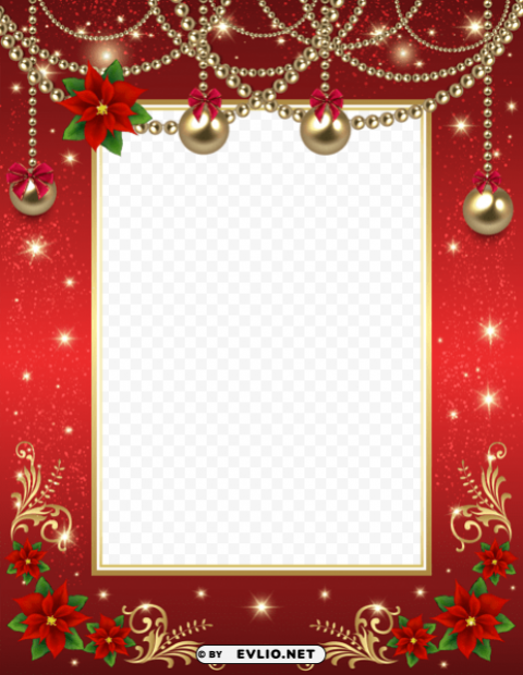 christmasphoto frame red PNG Image Isolated on Transparent Backdrop