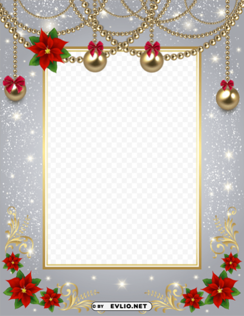 christmasphoto frame silver PNG Image Isolated with Clear Transparency