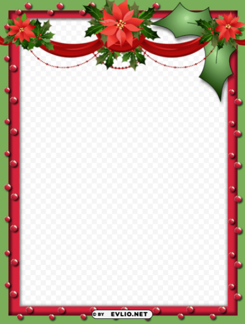 green and red christmasframe PNG with clear overlay