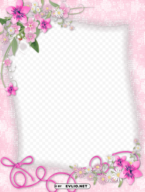  Pink Frame With Flowers HighQuality Transparent PNG Isolated Object