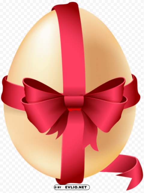 easter egg with red bow Isolated Character in Clear Background PNG