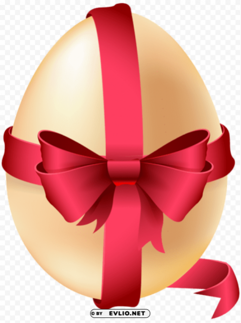 Easter Egg With Red Bow Isolated Character In Clear Background PNG