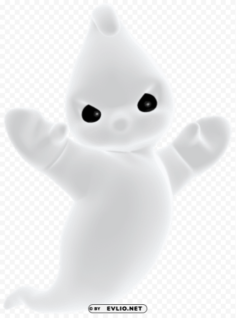 3d angry cute ghost Transparent PNG Isolated Element with Clarity