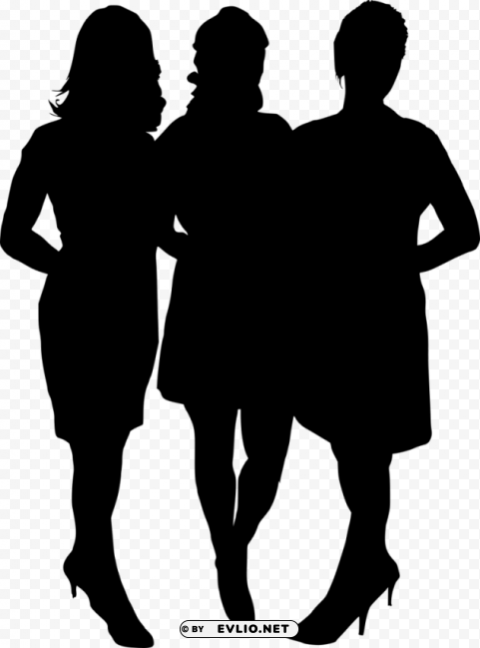 girl group hoto posing silhouette PNG Isolated Subject with Transparency