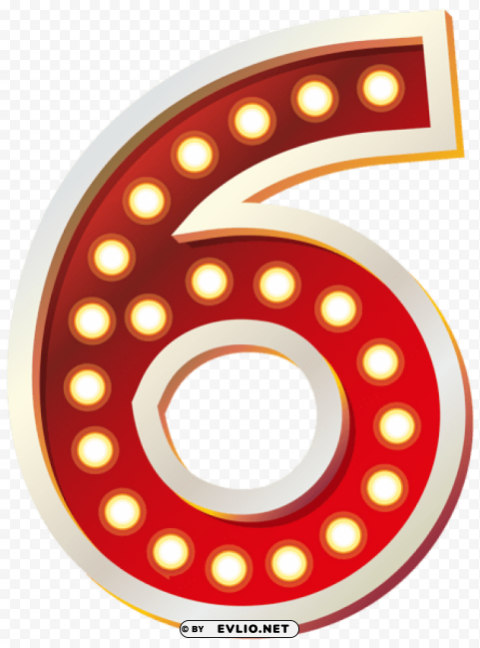 red number six with lights Free PNG images with alpha transparency comprehensive compilation