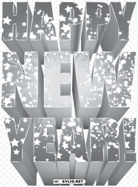 silver happy new year PNG transparent pictures for editing