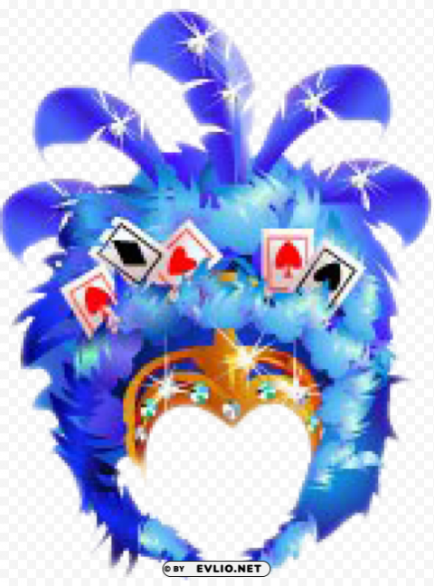 Vegas Showgirl Headdress Blue PNG Graphic With Clear Background Isolation