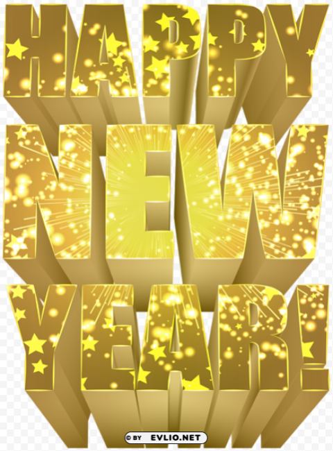 happy new year gold PNG Image Isolated on Clear Backdrop