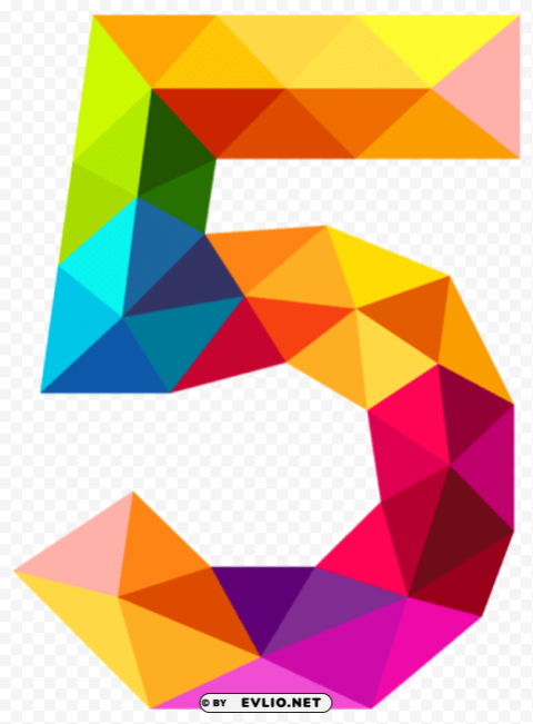 Colourful Triangles Number Five Isolated Item In Transparent PNG Format