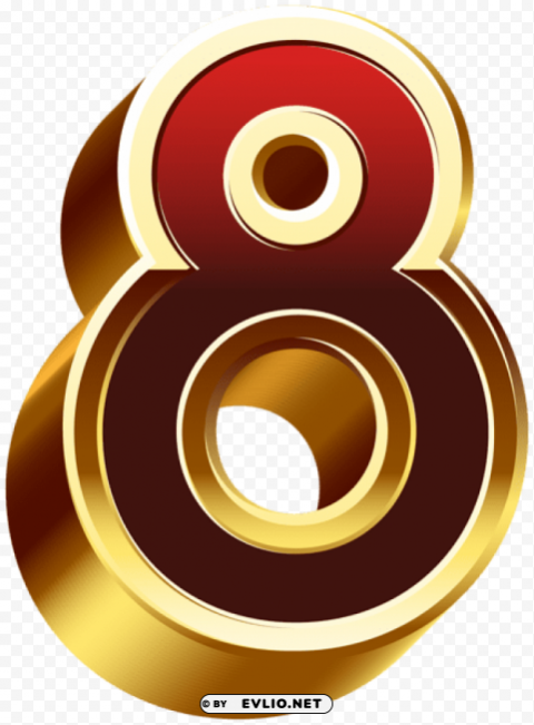 eight gold red number PNG images with cutout
