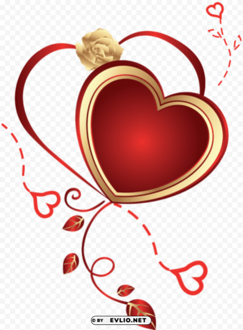 Heart With Rose Isolated Illustration On Transparent PNG