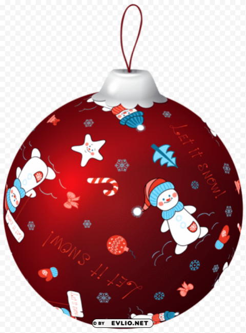 red christmas ball with snowman Clean Background Isolated PNG Object