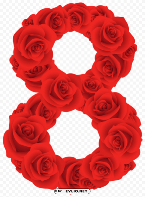 red roses number eight PNG transparent designs for projects