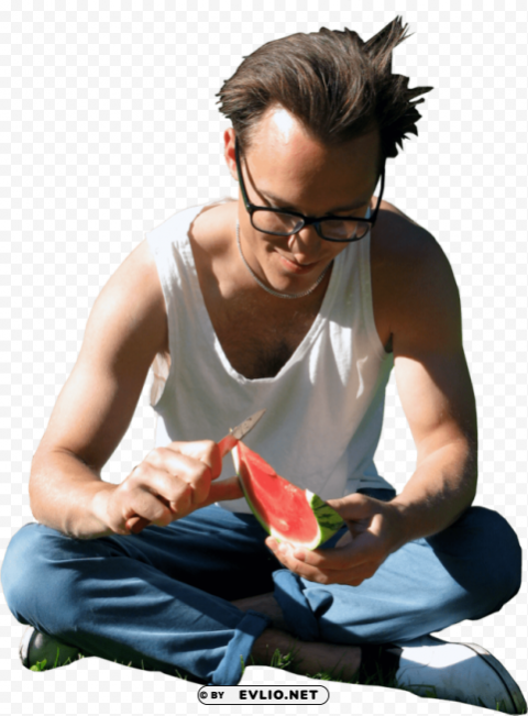 watermelon sitting Isolated Subject in Clear Transparent PNG