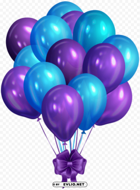 blue purple bunch of balloons PNG Image with Isolated Graphic