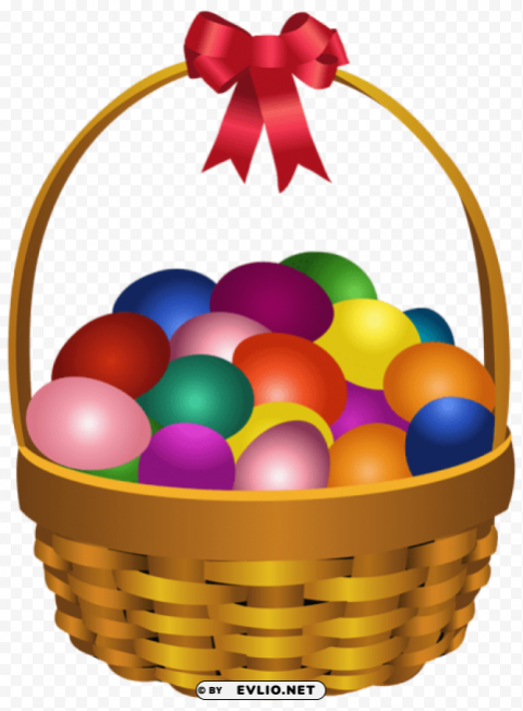 Easter Eggs In Basket Transparent Isolated Subject In HighResolution PNG