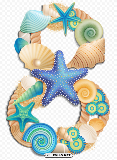  number eight sea stylepicture Isolated Item with Transparent Background PNG