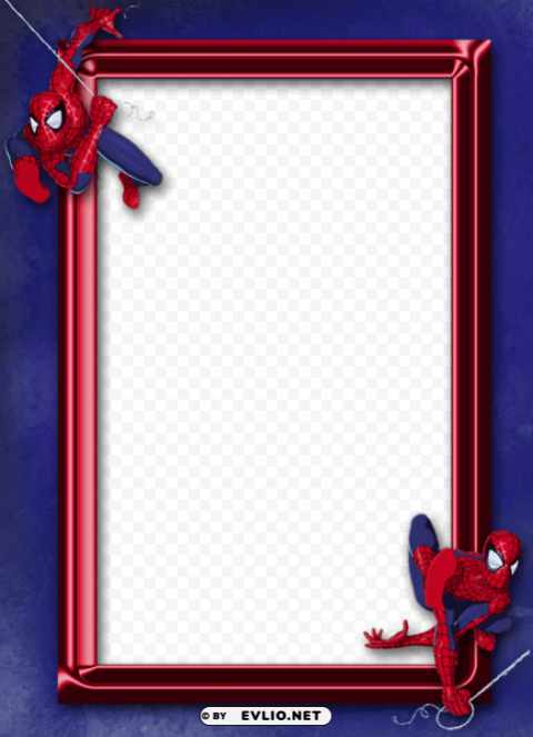 Spider Man Blue Kids Transparent Frame PNG Graphics For Presentations