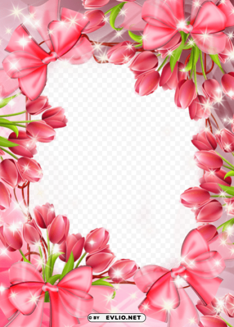 beautifulframe with red tulips HighQuality PNG Isolated Illustration