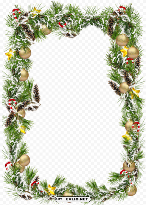 christmasphoto frame with christmas balls and pine cones PNG photos with clear backgrounds