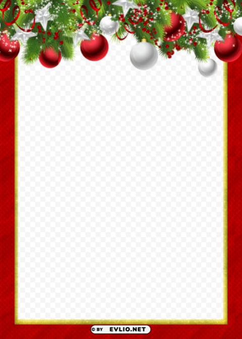 redchristmas photo frame with christmas balls PNG transparent elements compilation