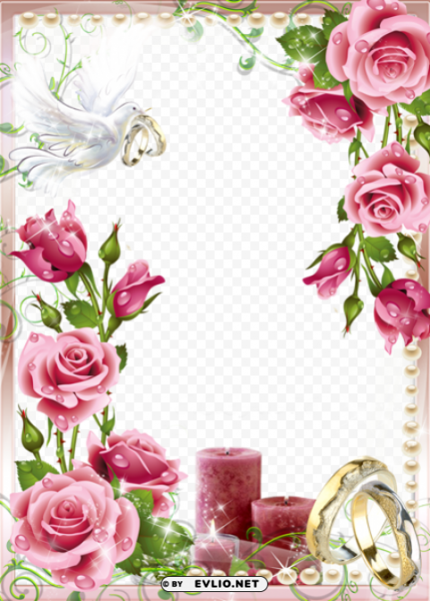 soft pink wedding photo frame ClearCut PNG Isolated Graphic