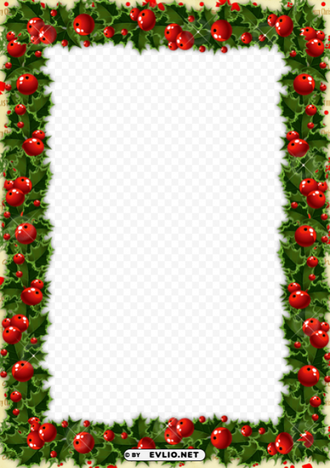 transparent christmas photo frame with mistletoe PNG images for printing