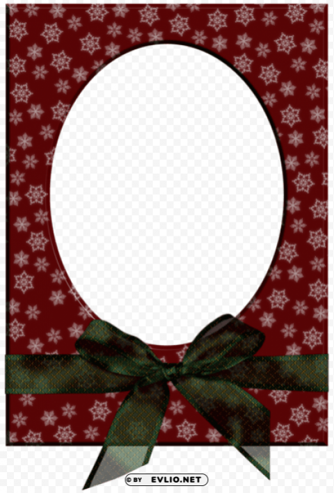  christmas red photo frame with green bow PNG transparent graphics for projects