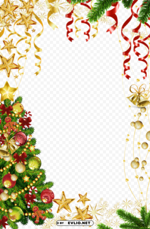 transparent christmas photo frame with christmas tree PNG Graphic with Transparency Isolation