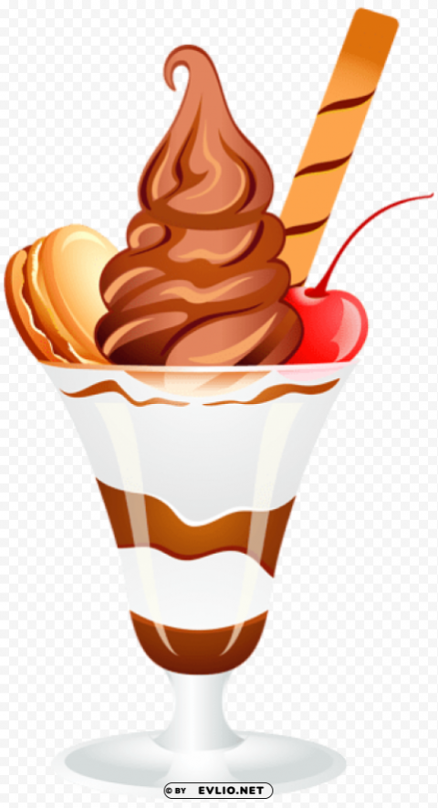 chocolate ice cream sundae Isolated Item with Transparent PNG Background