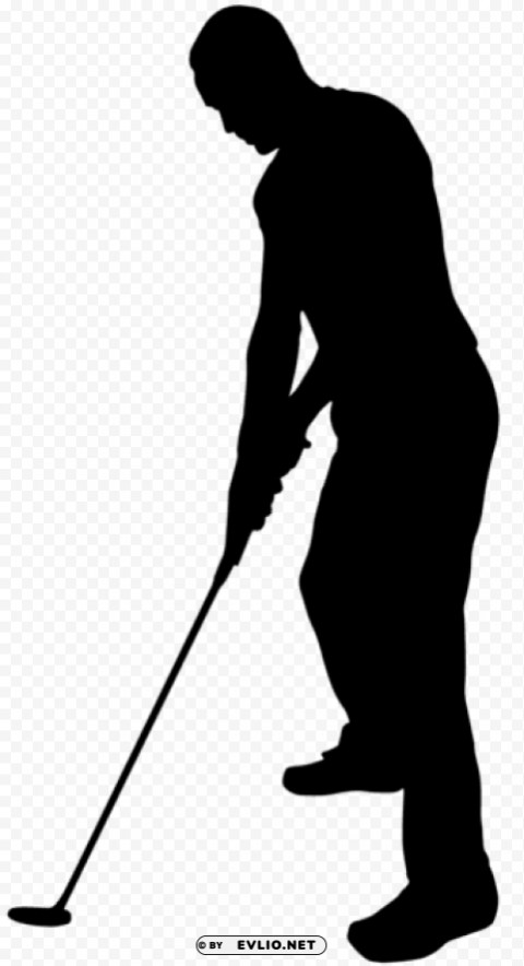 Golf Player Silhouette PNG With Transparent Backdrop