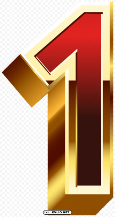 one gold red number PNG Image Isolated with HighQuality Clarity