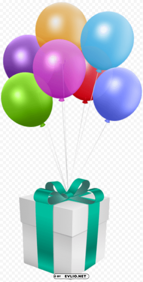 Gift With Balloons Transparent PNG Picture