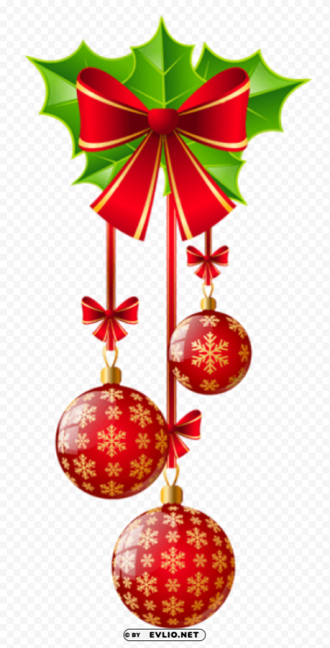 transparent christmas red ornaments with bow PNG free download