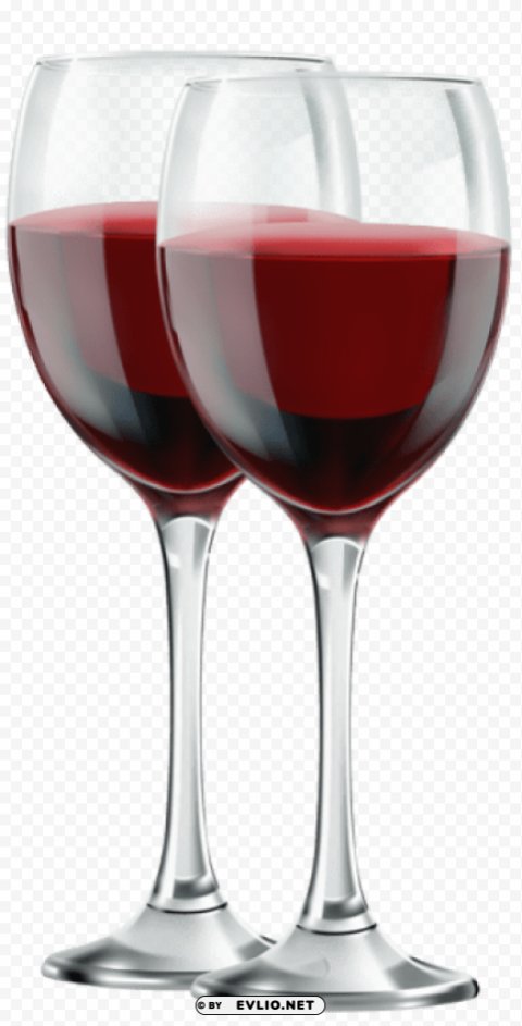 two glasses of red wine Isolated Graphic Element in HighResolution PNG