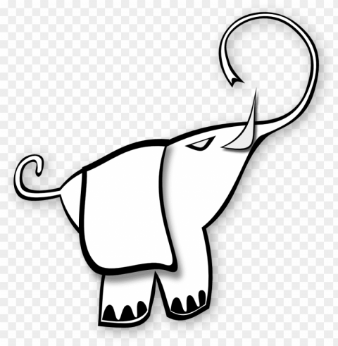 black baby elephant line Transparent PNG Isolated Element with Clarity