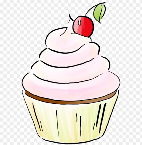 Pink Iced Cupcake with a Cherry on Top ClearCut Background Isolated PNG Design