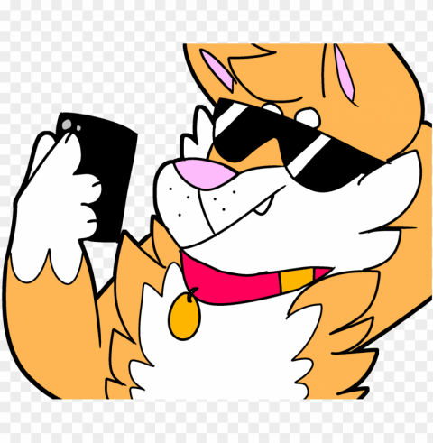 Cartoon lion taking a selfie PNG transparency images