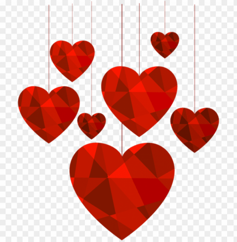 0 - Red Hearts Clip Art Isolated Character On Transparent PNG