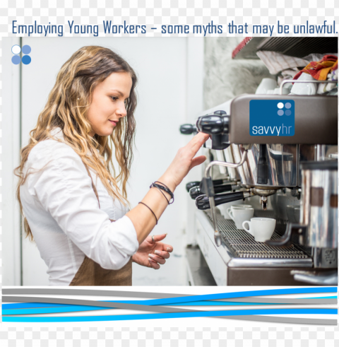 Woman Operating Coffee Machine PNG images alpha transparency