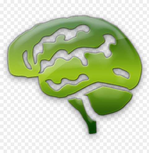 063475 green jelly icon people things brain - green brain icon CleanCut Background Isolated PNG Graphic