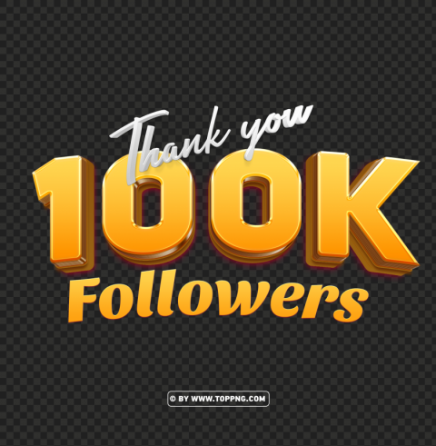 100k followers gold thank you PNG file with alpha