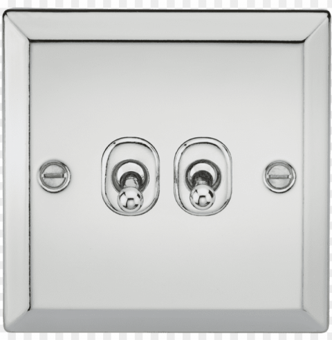 10a 2g 2way toggle switch - polished chrome bevelled edge 2 gang 2 way toggle light PNG Isolated Object on Clear Background