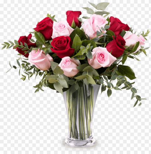 12 red and pink roses - mothers day flowers 2018 PNG with transparent bg