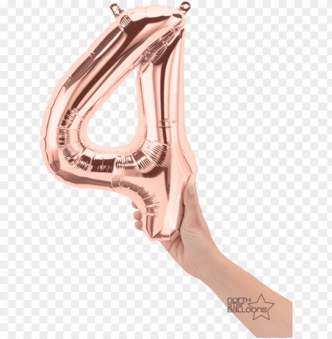 14 birthday balloons rose gold PNG Image with Clear Isolated Object