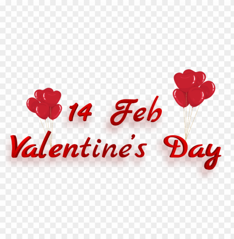 14 feb valentine's day text with red hearts balloons High-quality transparent PNG images comprehensive set