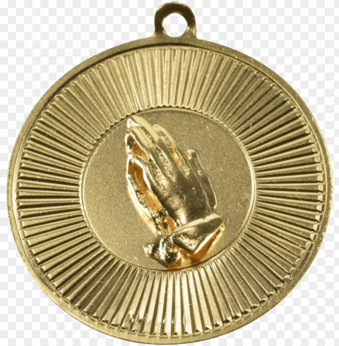 14k hands in prayer round starburst grooved medallion - pendant Clean Background PNG Isolated Art