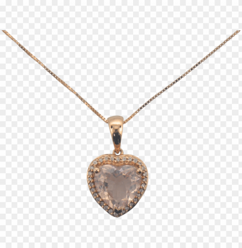 14k rose gold morganite heart and diamond necklace PNG without watermark free